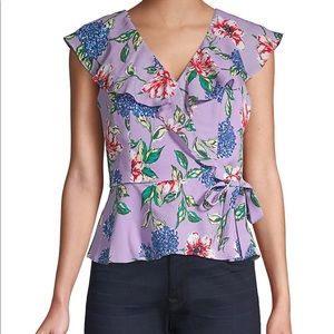 Parker Floral Manny Wrap Effect Blouse NWT